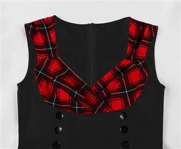 Gothic Vintage Plaid Sleeveless Dress for Halloween N237807