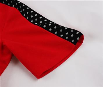 Vintage Audrey Hepburn Style Dress - Red Polka Dot A-Line with Bow Tie Collar N237809