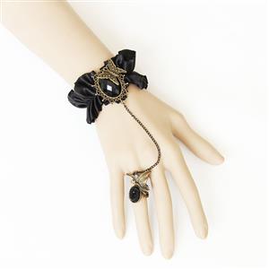 Gothic Wristband Butterfly Embellishment Bracelet with Ring J18033