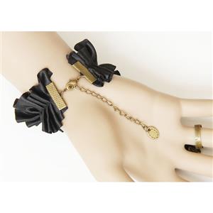 Gothic Wristband Butterfly Embellishment Bracelet with Ring J18033