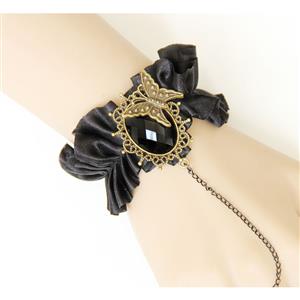 Gothic Wristband Butterfly Embellishment Bracelet with Ring J18033