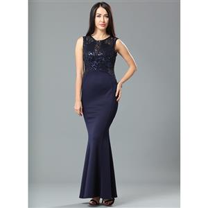 Cheap Clubwear Dress, Sexy Blue Gown, Hot Sale Sleeveless Dress, Evening Party Dress, Sexy Evening Long Gown For Women, Fishtail Gown, #N12664