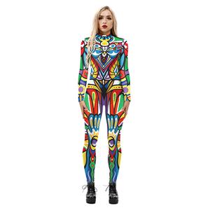 New Product Graffiti 3D Printed High Neck Long Bodycon Jumpsuit Halloween Costume N21254