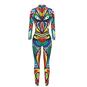 New Product Graffiti 3D Printed High Neck Long Bodycon Jumpsuit Halloween Costume N21254