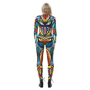 New Product Graffiti 3D Printed High Neck Long Bodycon Jumpsuit Halloween Costume N21254