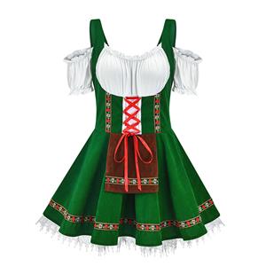 Christmas Cheer Costume, Women's Beer Girl Costume, Bavarian Beer Girl Costume, French Maid Waitress Clubwear, Oktoberfest Wench Adult Dirndl Dress, #N22550