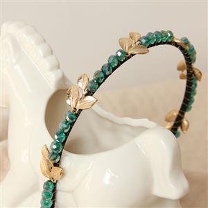 Green Gem Gold Leaves Decor Hairhoop J12832