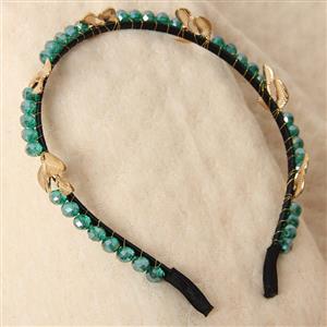 Green Gem Gold Leaves Decor Hairhoop J12832