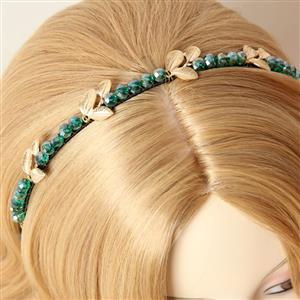 Green Gem Gold Leaves Decor Hairhoop J12832