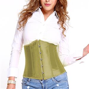 Women's Sexy Green Stain Plastic Boned Underbust Waist Cincher Corset N21114