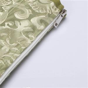 Green Lace-Up Dance Bustier Corset with Ruffle Shoulder Straps and Scalloped Hem N237867