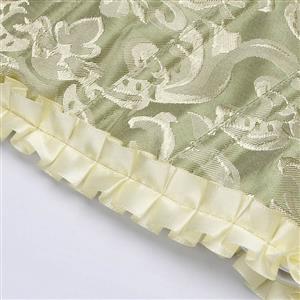 Green Lace-Up Dance Bustier Corset with Ruffle Shoulder Straps and Scalloped Hem N237867