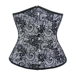 Women's Sexy Grey Plastic Boned Lace Underbust Waist Cincher Corset N21102