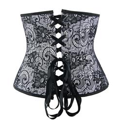 Women's Sexy Grey Plastic Boned Lace Underbust Waist Cincher Corset N21102