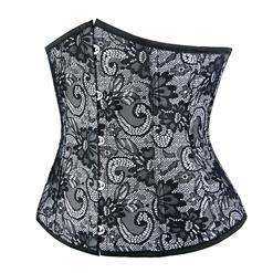 Women's Sexy Grey Plastic Boned Lace Underbust Waist Cincher Corset N21102