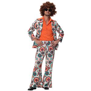 Disco Costume, 1970s Fashion, Men's Costume, Flared Pants Set, Halloween Outfit, Themed Party Wear, Vintage Disco Look, Retro Clothing, Costume Accessories, Wig and Clothing Bundle #N23768