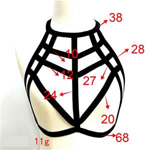 Sexy Black Halter Strappy Elastic Bandage Bra Top Hollow Out Temptation Lingerie N21283