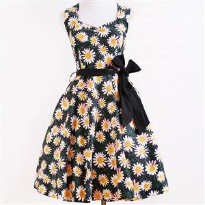 1950's Vintage Halter Floral Print Cocktail Dress N11928