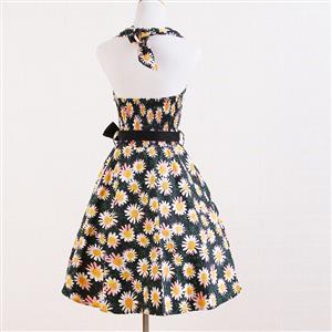 1950's Vintage Halter Floral Print Cocktail Dress N11928