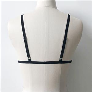 Sexy Black Halter Strappy Bandage Adjustable Shoulder Straps Bra Top Hollow Out Lingerie N21286