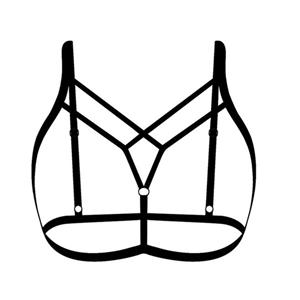 Sexy Black Halter Strappy Bandage Adjustable Shoulder Straps Bra Top Hollow Out Lingerie N21286