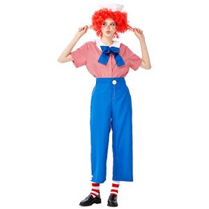 5pcs Unisex Funny Circus Clown Shirt and Trousers Adult Cosplay Costume Set N19450