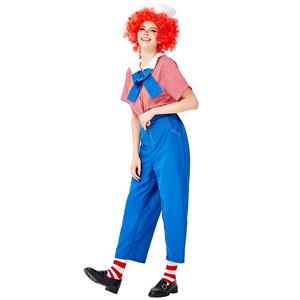 5pcs Unisex Funny Circus Clown Shirt and Trousers Adult Cosplay Costume Set N19450