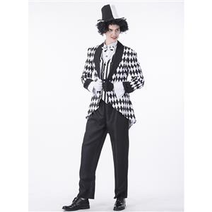 Men's Gentlemen Black and White Harlequin Jester Costume N14760