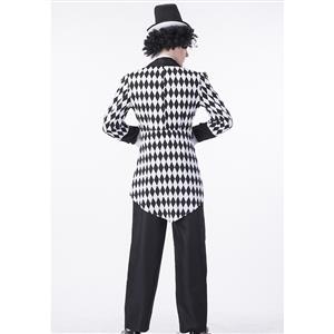 Men's Gentlemen Black and White Harlequin Jester Costume N14760