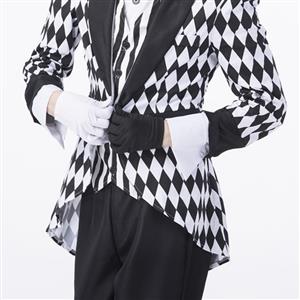 Men's Gentlemen Black and White Harlequin Jester Costume N14760