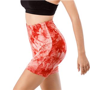 Women's Fashion Tie-dye Pink High Waist Nude Yoga Pants Sport Fitness Tight Shorts PT20508