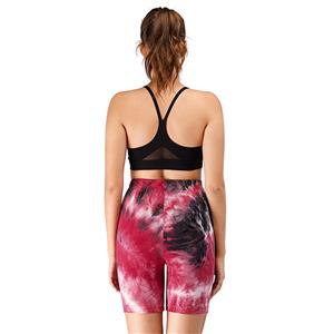 Women's Fashion Tie-dye Red High Waist Nude Yoga Pants Sport Fitness Tight Shorts PT20509