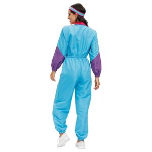 Hippie Girl Disco Dynamic Colorblock Long Sleeve Jumpsuit With Headband Adult Costume N20597