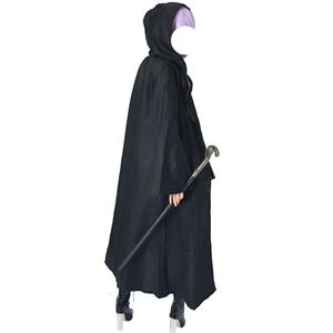 Punk Style Black Hooded Long Sleeves Maxi Cloak Cosplay Party Costume Accessories N21777