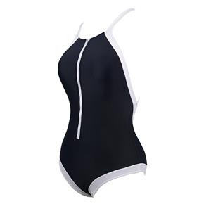 Fashion One-piece zipper Halter Backless Swimsuit BK11384