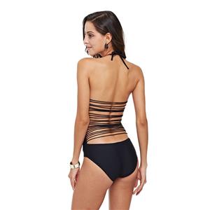Hot Sexy Rose-red Cut Out High Neck Halter Lace Up Backless One Piece Swimsuit BK21083