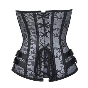 Steampunk Jacquard Steel Boned Clasp Closure Sexy Body Shaper Overbust Corset N21493