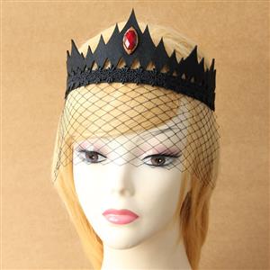 Deluxe Vintage Koningin Black Lace Fishnet Crown Mask MS13013