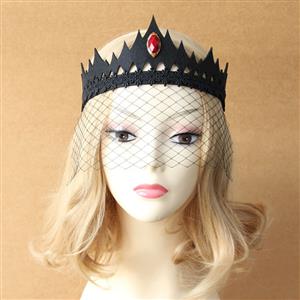 Deluxe Vintage Koningin Black Lace Fishnet Crown Mask MS13013