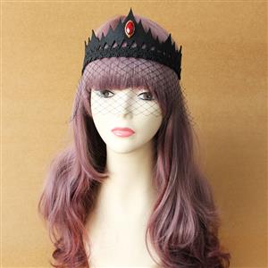 Deluxe Vintage Koningin Black Lace Fishnet Crown Mask MS13013