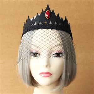 Deluxe Vintage Koningin Black Lace Fishnet Crown Mask MS13013