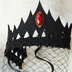 Deluxe Vintage Koningin Black Lace Fishnet Crown Mask MS13013