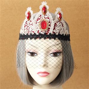 Vintage Koningin Lace Fishnet Jewelry Crown Face Mask MS13015