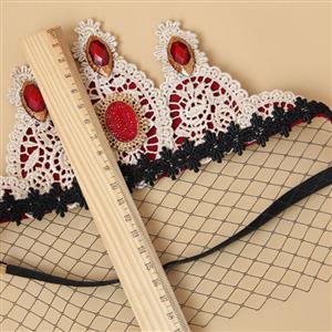 Vintage Koningin Lace Fishnet Jewelry Crown Face Mask MS13015