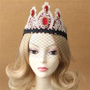 Vintage Koningin Lace Fishnet Jewelry Crown Face Mask MS13015