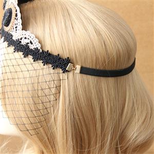 Vintage Koningin Lace Fishnet Jewelry Crown Face Mask MS13016