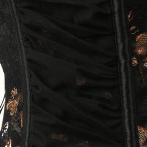 Lace Corset with Floral Print - Sexy Vintage Style Top with Garter Straps N23751
