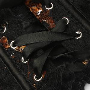 Lace Corset with Floral Print - Sexy Vintage Style Top with Garter Straps N23751
