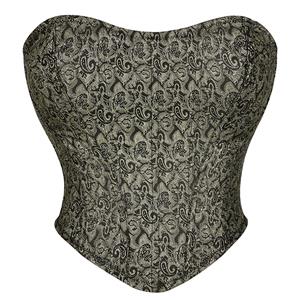 Sexy Underbust Corset, Sexy Overlay Underbust Corset, Floral Gothic Corset, Retro Floral Fantasies Backless Strapless Steel Boned Underbust Corset#N22