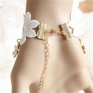 Vintage White Lace Wristband Pearl Embellishment Bracelet J17898